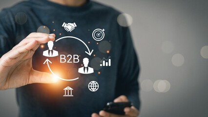 B2B Business Company Commerce Technology Marketing concept. Business to business, e-commerce,...