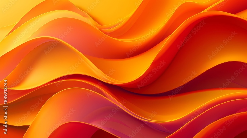 Poster Orange abstract waves wave overlapping 3d layers texture background banner for presentation design or business illustration
