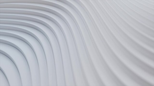 Bright white grey waves abstract motion background. 3d animation