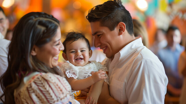 Man holding little girl in his arms