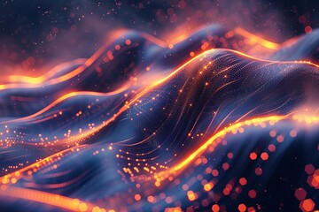 Obraz premium Abstract lines converge on radiant dots, embodying the power of connectivity. Desktop wallpaper. 