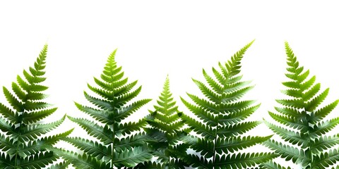 Closeup of green fern leaves isolated on white background for botanical design. Concept Closeup Photography, Botanical Design, Fern Leaves, White Background, Greenery