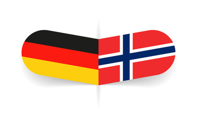 Germany and Norway flags. German and Norwegian flag, national symbol design. Vector illustration.