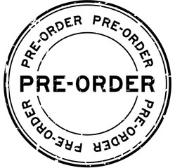 Grunge black pre order word round rubber seal stamp on white background