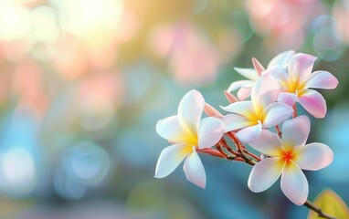 Tranquil Plumeria Flowers on Ethereal Background