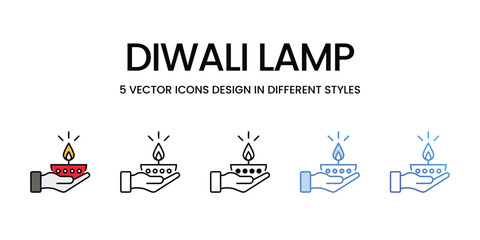 Fototapeta premium Diwali Lamp icons vector set stock illustration.