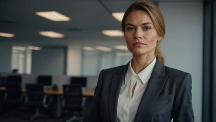 Portrait of a professional woman in a suit, Business woman standing in an office