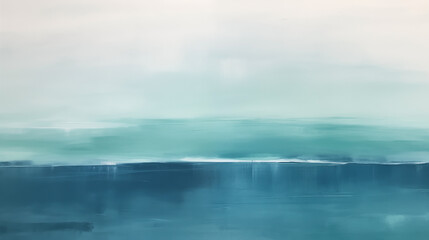 Fototapeta premium A minimalist landscape painting featuring a serene, abstract representation of an ocean horizon