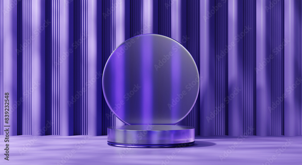 Poster purple minimal podium for product display background 3d rendering