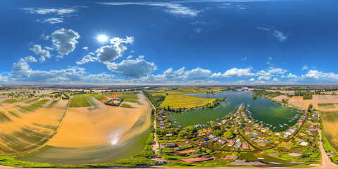 lake eicher see near worms flooded rhine river germany 2024 360° vr airpano equirectangular...