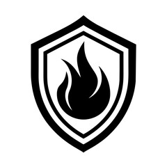 Fire security logo, classic minimalist style, vector silhouette illustration on white background