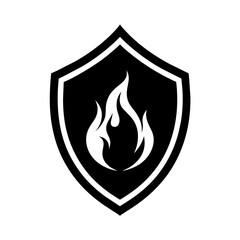 Fire security logo, classic minimalist style, vector silhouette illustration on white background