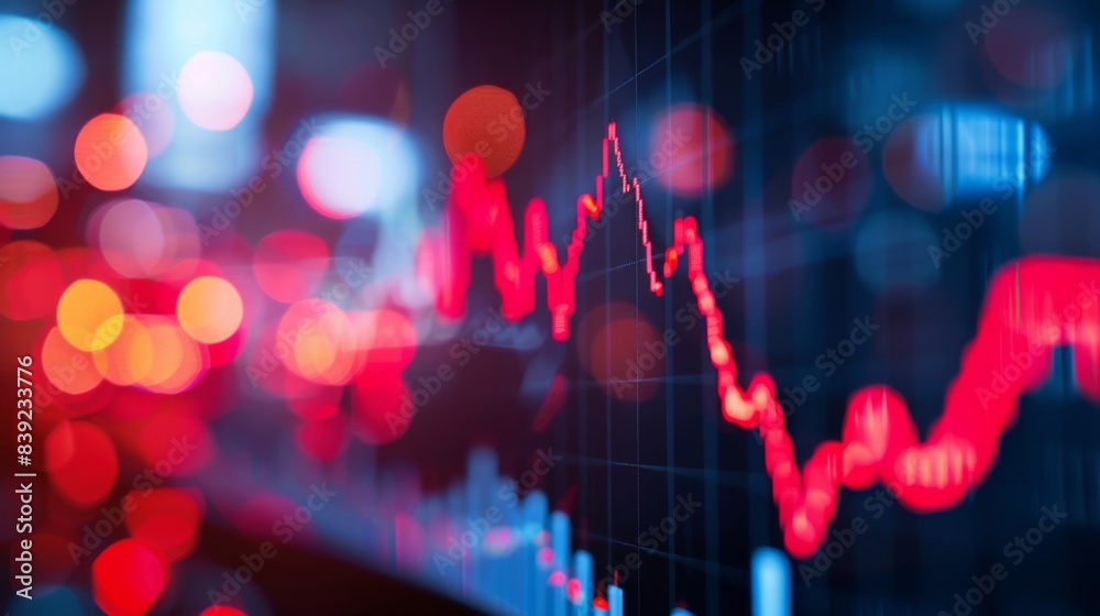 Aufkleber a close-up of a stock market index chart showing trends over time, indicating overall market perform