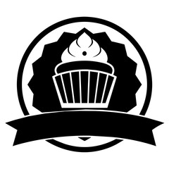 Vector logo design template Cake, cupcakes silhouette illustration  on white background