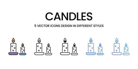 Candles icons vector set stock illustration.