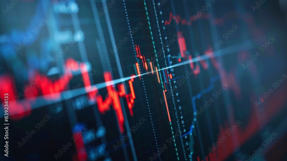 Aufkleber a close-up of a stock market index chart showing trends over time, indicating overall market perform