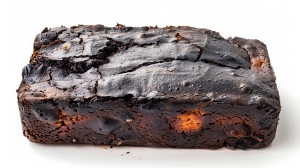 Fototapeta premium burnt zucchini bread Isolated on white background. concept of food waste for designer.
