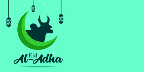 Eid al-Adha holiday background with colors and illustration objects that are typical of the celebration