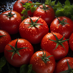 Collection of fresh red tomatoes