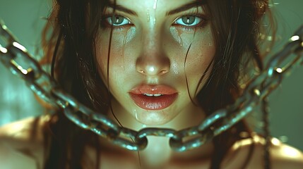 portrait of a person with a chain