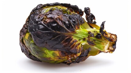 Obraz premium charred brussels sprout Isolated on white background. concept of food waste for designer.