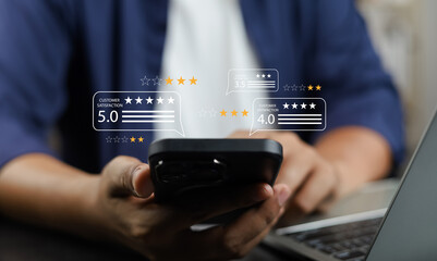 Online customer satisfaction Survey service concept, client rate service from experience in...