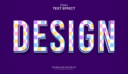decorative editable checker pastel text effect vector design