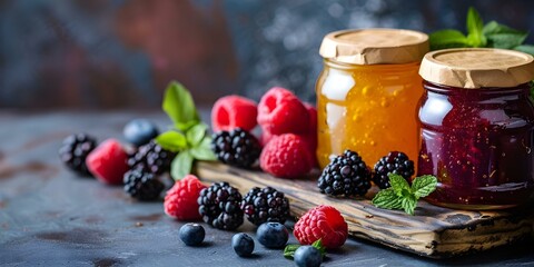 Homemade preserves as lovely oneo. Concept Homemade Preserves, Delicious Jams, Artisanal Spreads, Fruit Compotes, Locally-sourced Ingredients