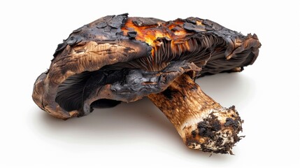 Fototapeta premium burned mushroom Isolated on white background. concept of food waste for designer.