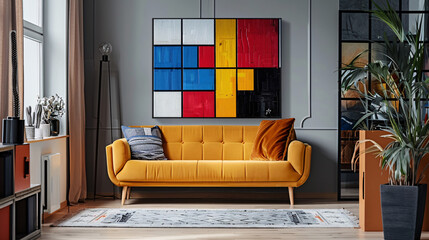 Modern wall art with abstract geometric designs and religious texts