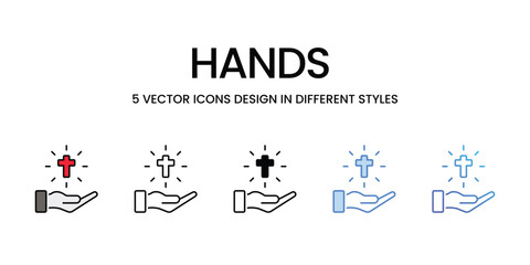 Hands icons vector set stock illustration.