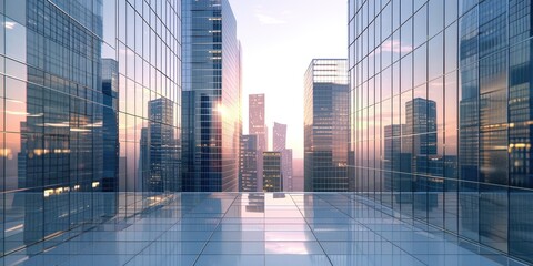 Modern Glass Skyscrapers in Cityscape