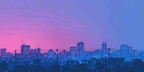 Obraz premium Evening Cityscape in Bold Colors