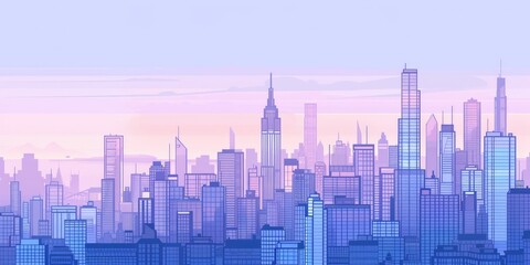 Fototapeta premium Evening Cityscape in Bold Colors