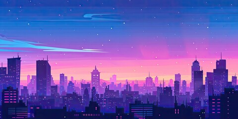 Fototapeta premium Evening Cityscape in Bold Colors