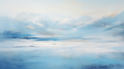 Fototapeta premium Abstract blue landscape art with white clouds