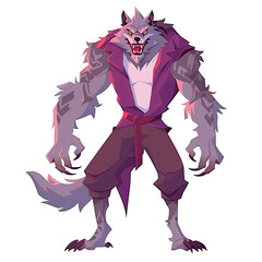 Fototapeta premium An illustration of a Vukodlak looking at the camera