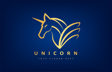 Unicorn logo vector. Animal Mythical creature.