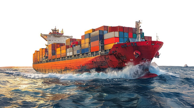 Cargo ship color cut out on .PNG transparent background