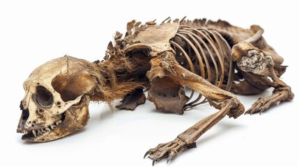 defunct mammal bone isolated on white background, life less object concept for designer 