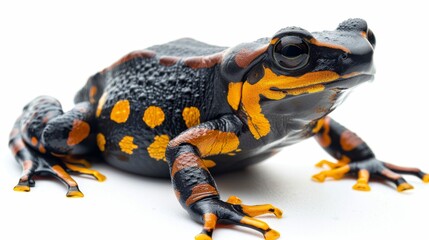 motionless amphibian Isolated on white background. exotic poison animal concept for designer