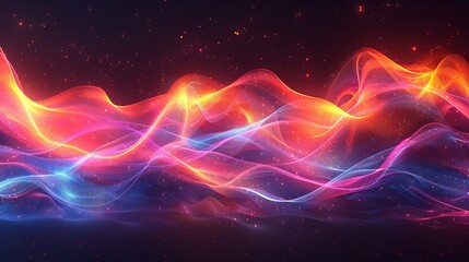 Fototapeta premium A vibrant visualization of wave-particle duality, showcasing the dual nature of quantum entities. Flat color illustration, shiny, Minimal and Simple,