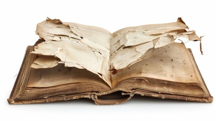 ripped book page Isolated on white background. concept of material work for designer