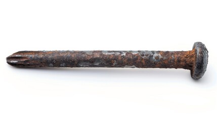 rusty nail Isolated on white background. Concept of rusty equipment for designer