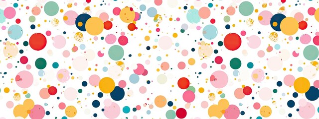 Obraz premium Abstract pattern of colorful dots on white background, cute sweet color pattern design, for packaging, fabric print and banner backgrounds