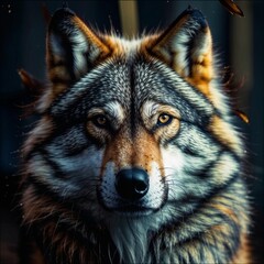 Portrait of a wolf. Generative Ai