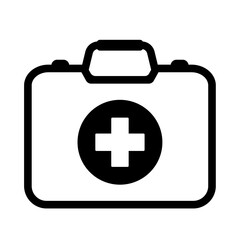First aid box icon, medical briefcase icon isolated.