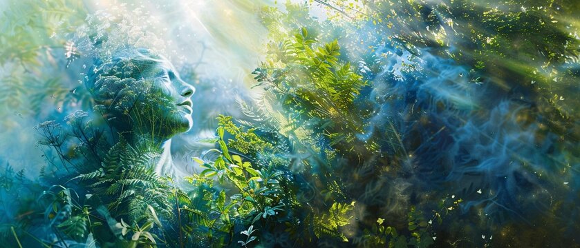 Growth of the Earth: Earth Goddess Blessing Forest with Summer Solstice Light, Rapid Plant Growth