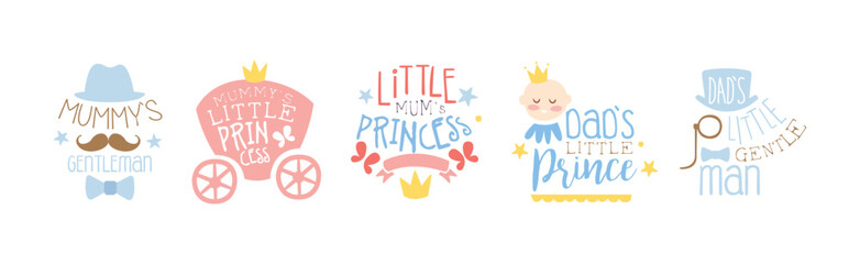 Little Princess and Gentleman Prints for Infant Girl and Boy Room Or Clothing Design logo Template Vector Set © topvectors