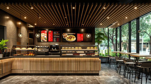Modern fast food restaurant interior